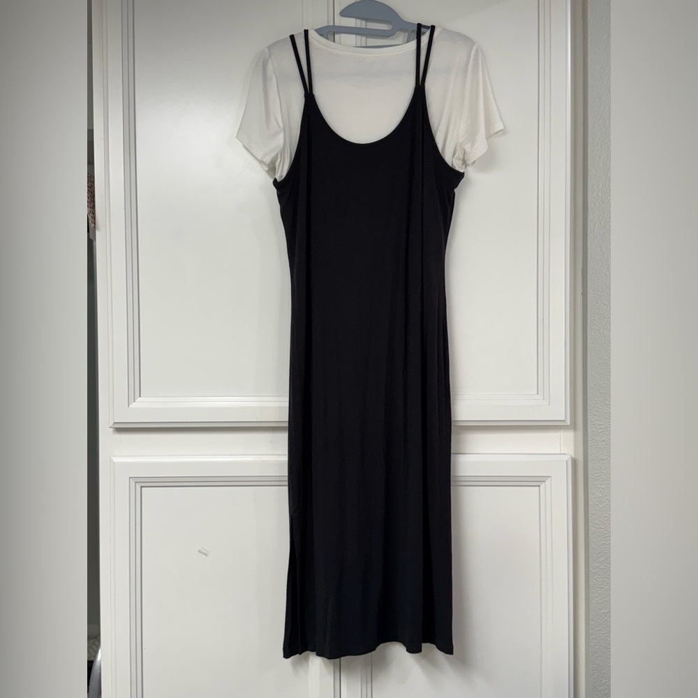 @josie0121 ☺️☺️Calvin Klein Elegant Black and White Layered Dress - Picture 2 of 4